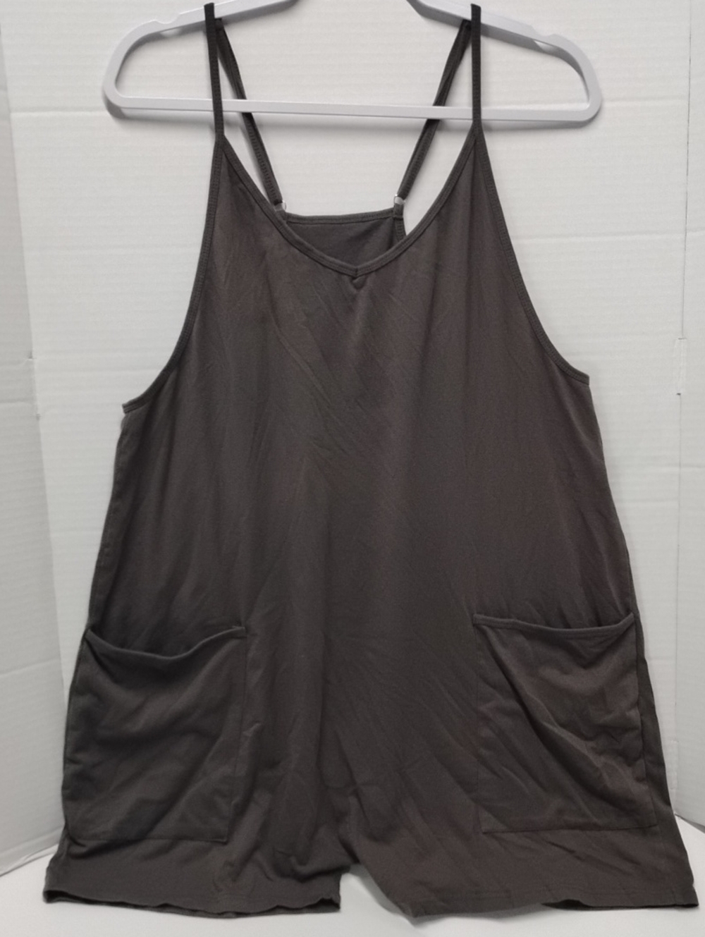 Ina Dark Gray Pocketed Romper Large